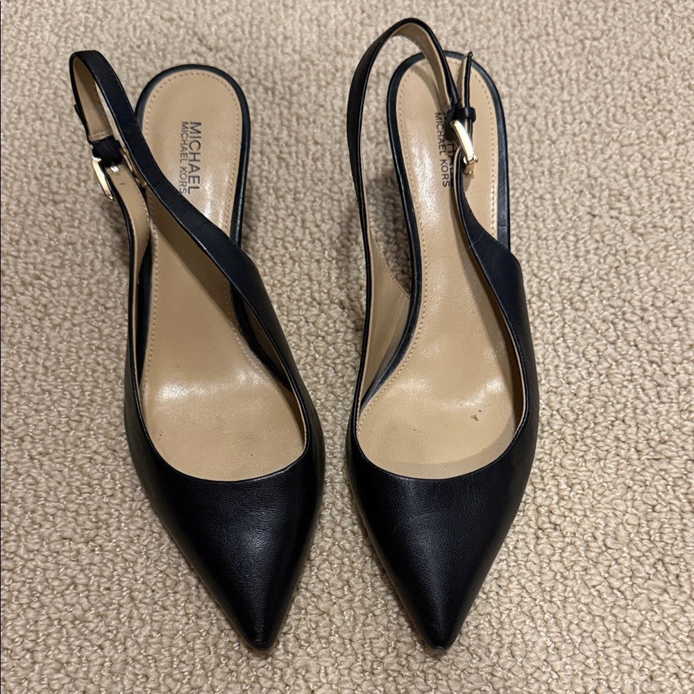 Michael Kors Black Pointed Slingback Heels